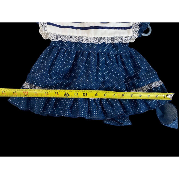 Vintage Sailor Dress Baby Girls Size 18M Blue White Peter Pan Collar Swing Skirt - Picture 10 of 10